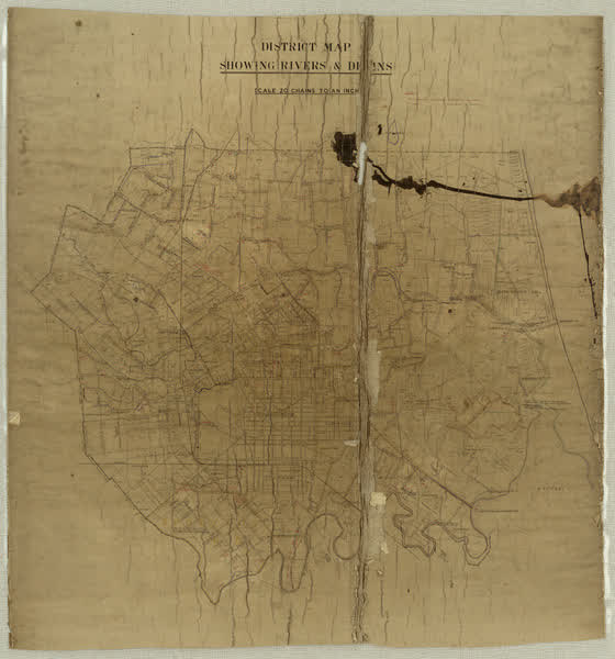 District map showing rivers and drains, 1900