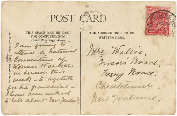 Postcard from Kate Sheppard to Eliza Wallis, side two, 1890