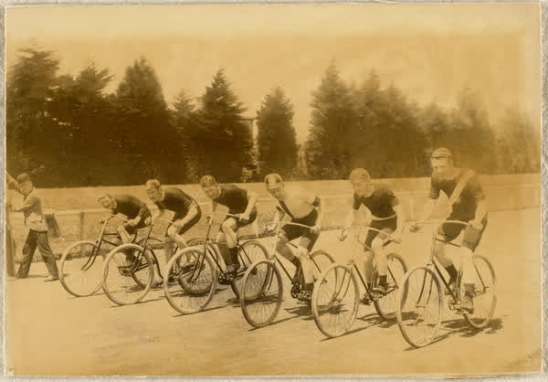 Bicycle race at Lancaster Park, 1890