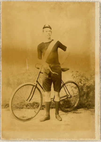 Walter L. Kerr with a bicycle, 1892