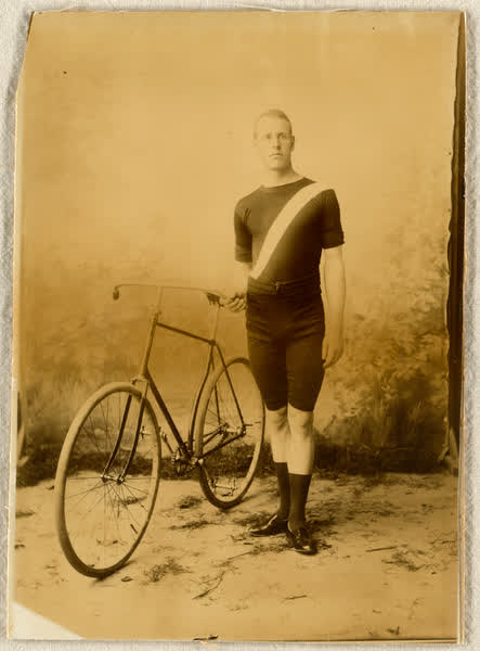 T. W. Busst with a bicycle, 1890