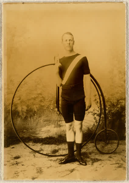 T. W. Busst with a penny-farthing, 1890