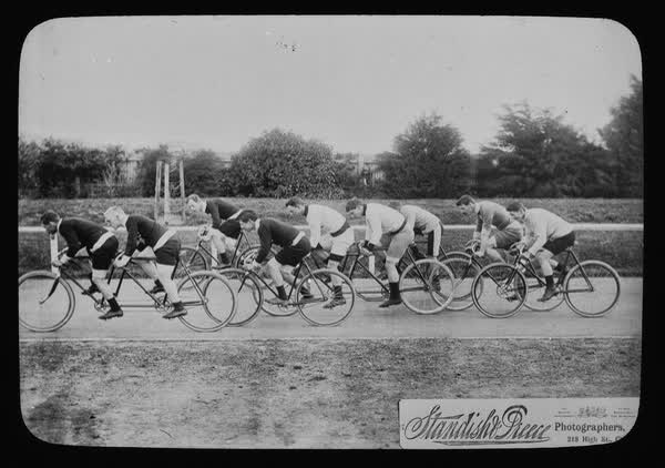 Canterbury Amateur Athletic and Cycling Club members racing, 1885