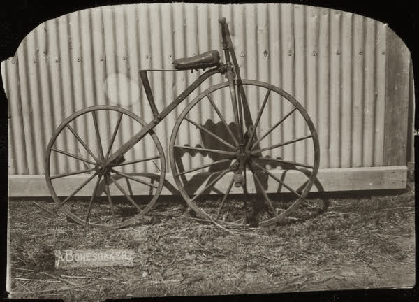 A boneshaker bicycle, 1886