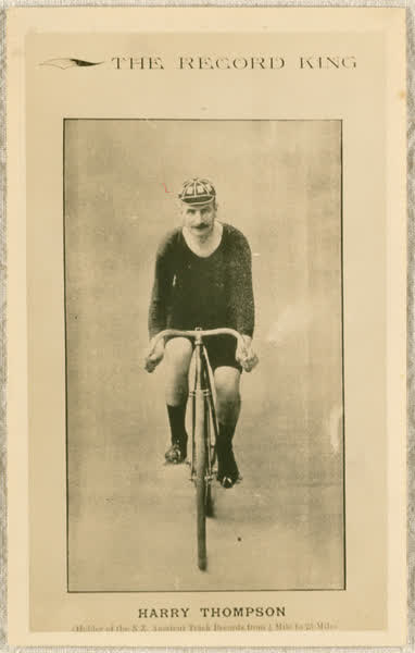 Harry Thompson on a bicycle, 1890