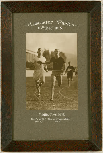 Runners in the 1/4 Mile race at Lancaster Park, 1913