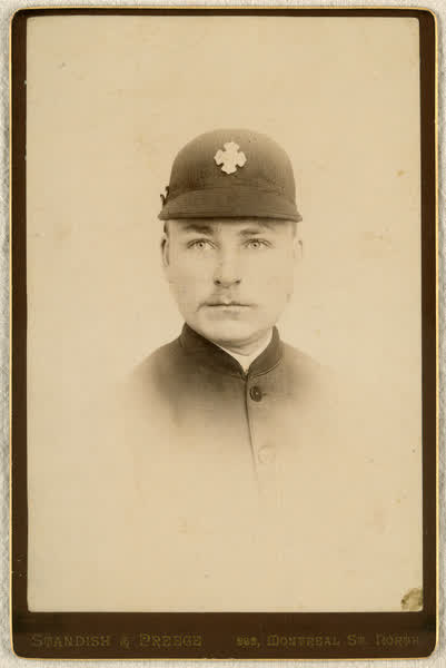 Alfred Ernest Preece in Pioneer Bicycle Club uniform, 1885