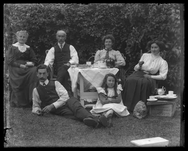 Tea party in a garden, 1900