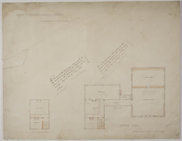 Christchurch Public Library. Drawing of fittings, 1876