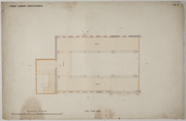 Public Library. Christchurch, 1870