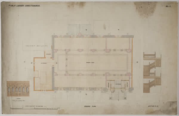 Public Library. Christchurch, 1870