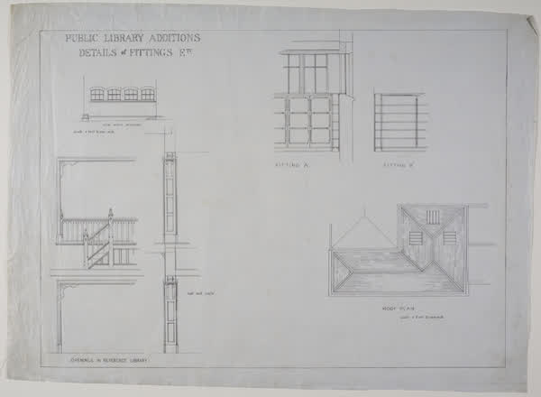 Public Library additions. Details of fittings, 1923