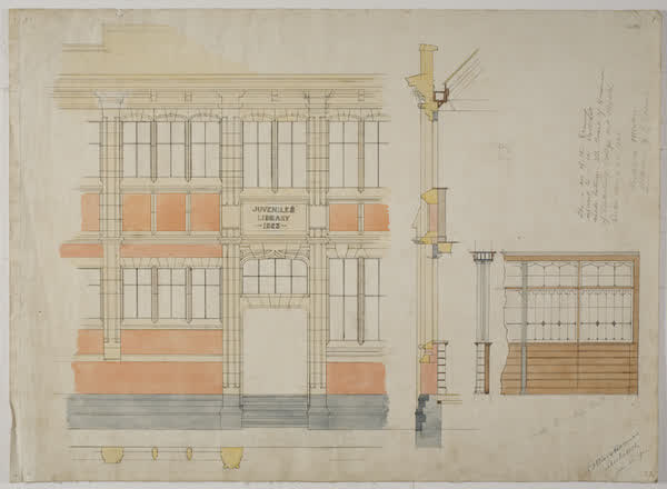 Juvenile Library entrance, 1923