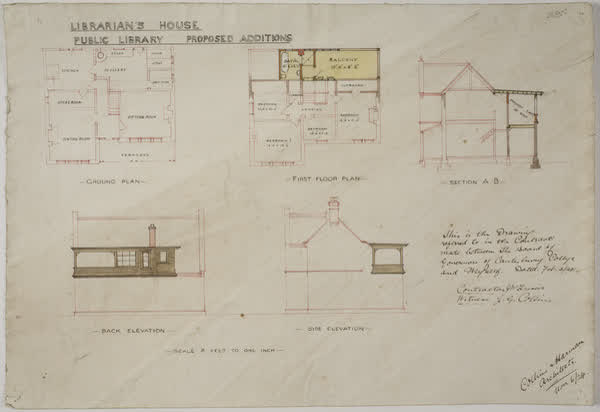 Librarian’s House. Public Library. Proposed additions, 1924