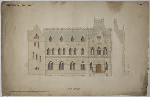 Public Library. Christchurch, 1870