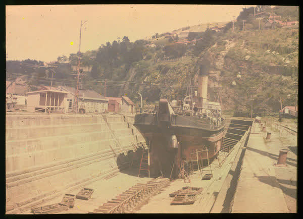Fishing boat in a dry dock, 1950