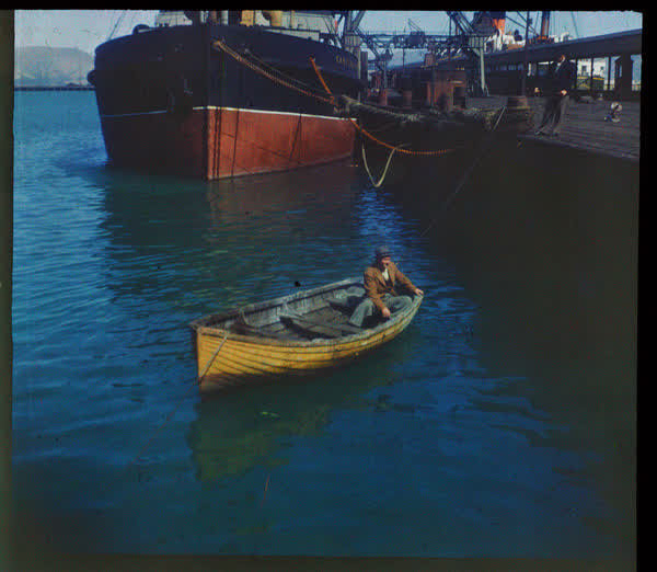 A man in a dinghy, 1950