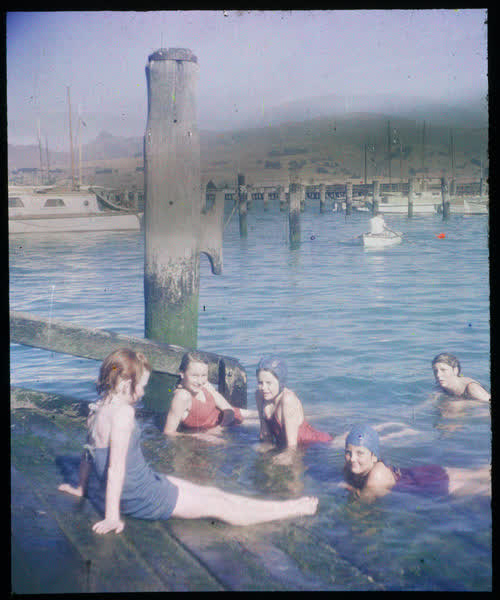 Children swimming, 1950