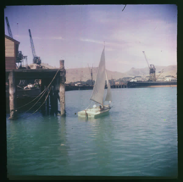 A man in a small sailing boat, 1950