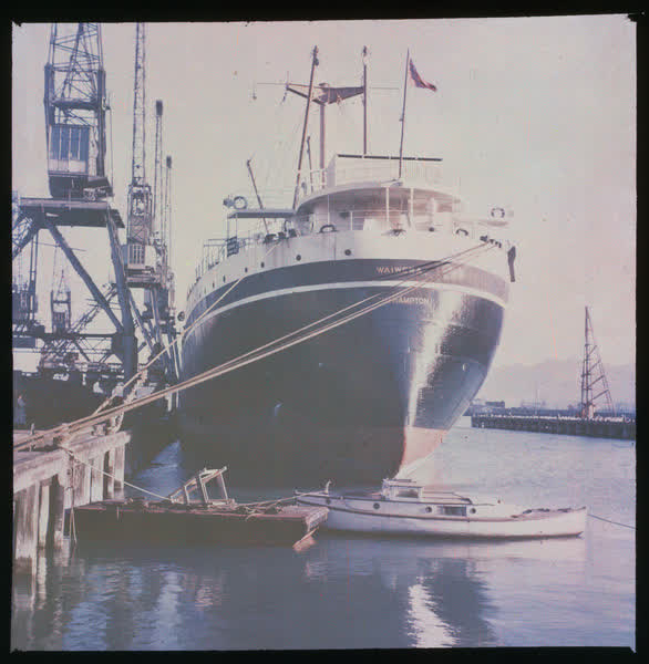 Waiwera moored on Lyttelton wharf, 1950