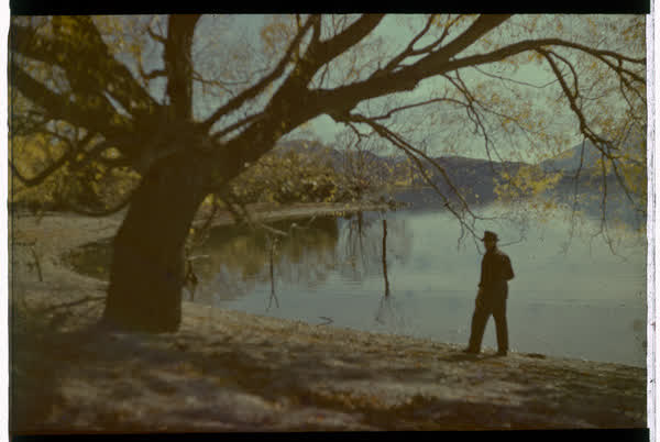 Walking by a lake, 1950