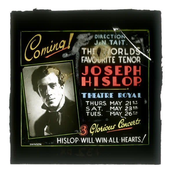 Joseph Hislop cinema advertising slide, 1931