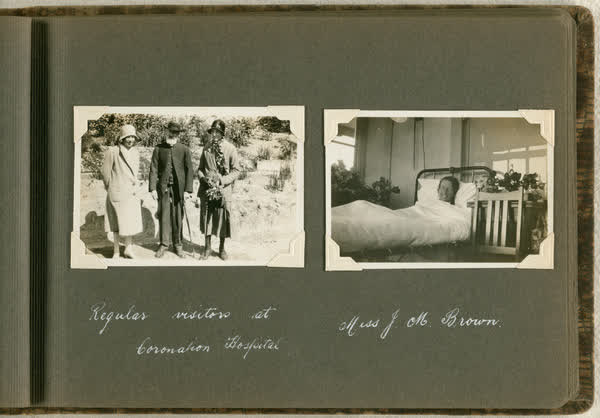 Regular visitors at Coronation Hospital, and Miss J. M. Brown, 1913