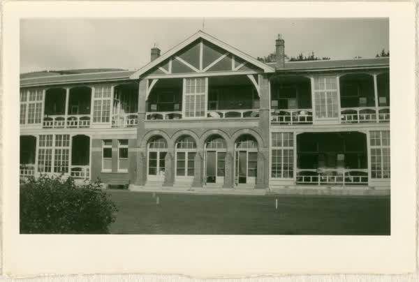 Coronation Hospital viewed from croquet lawn, 1920