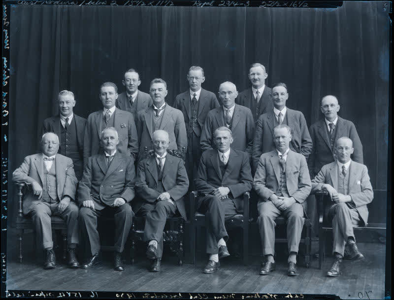 Film Negative: Christchurch Working Men's Club Executive 1930, 1930