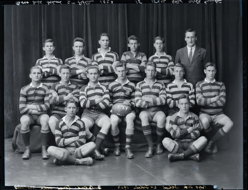 Film Negative: CBHS 2nd XV rugby team 1923, 1923