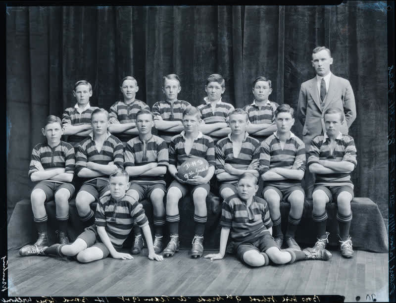 Film Negative: CBHS 9th grade rugby A team, 1928