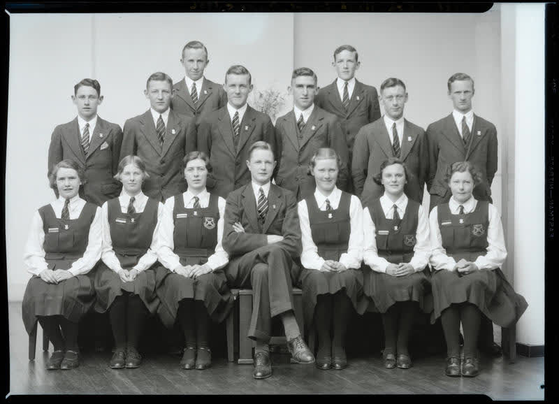 Film Negative: West Christchurch High School prefects 1936, 1936