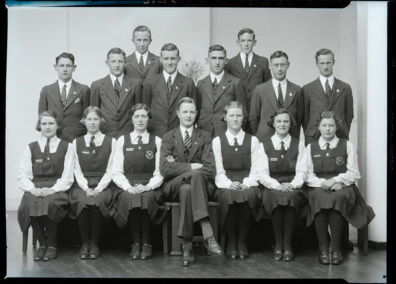 Film Negative: West Christchurch High School prefects 1936, 1936