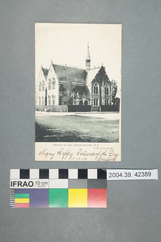 Postcard: School of Art, Christchurch, 1904
