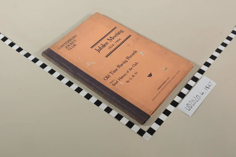 Book: Canterbury Jockey Club, Jubilee Meeting, 1854-1904, Old Time Racing Records and a Brief History of the Club, 1904