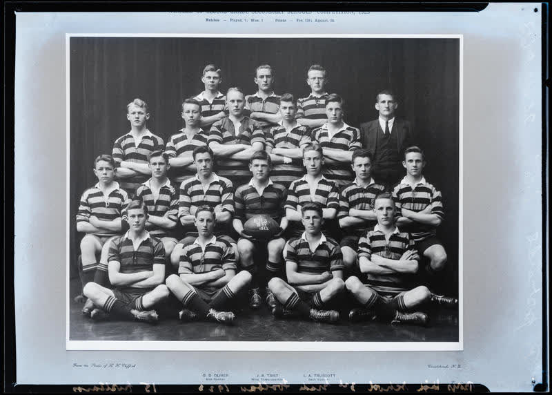 Film Negative: CBHS 3rd grade rugby 1923 (copy), 1923