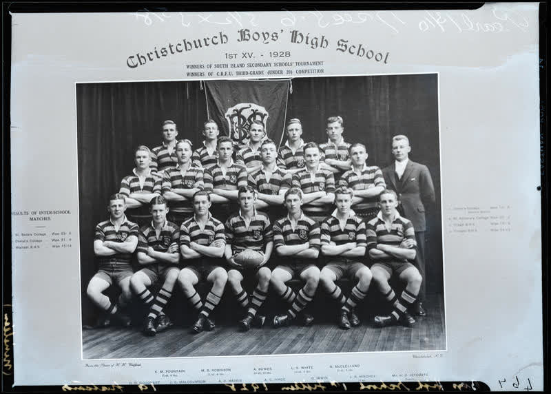 Film Negative: CBHS 1st XV rugby team 1928 (copy), 1928