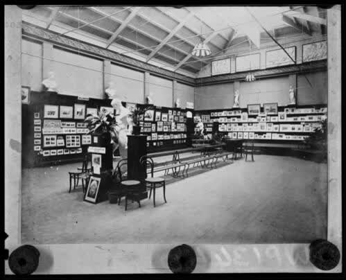Interior of gallery, Durham Street, Christchurch., 1885