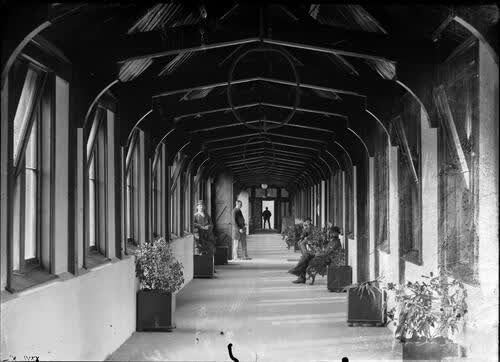 Covered walkway / hallway, The Hospital, Christchurch, 1924