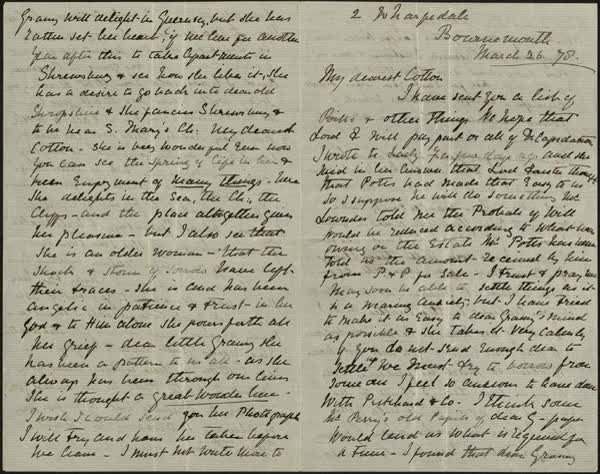 Letter to Cotton, 26th March 1878, 1878