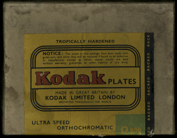 Box cover with Kodak sticker, 1900