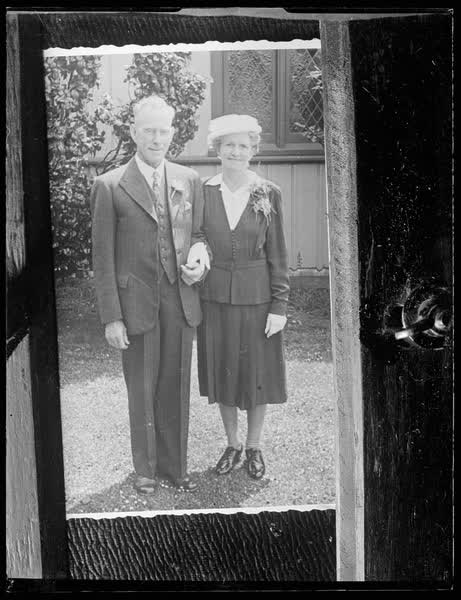 John and Ruth outside church, 1947