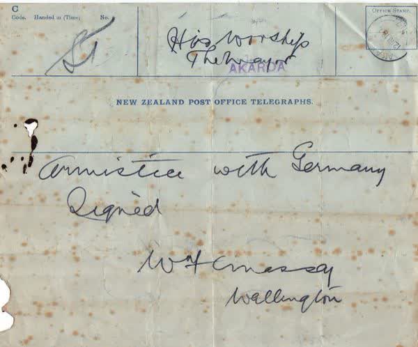 Armistice telegram, 1918