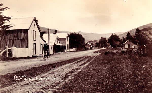 Man on a bicycle in Okains BayJan Shuttleworth collection, 1910
