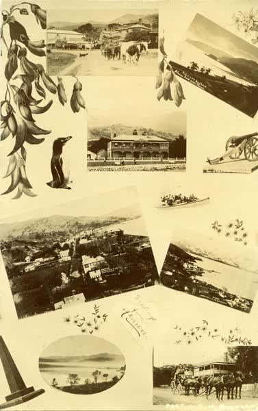 Compilation of Akaroa images postcardJan Shuttleworth collection, 1910