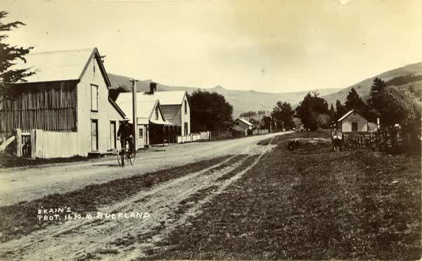 Man on a bicycle in Okains BayJan Shuttleworth collection, 1910