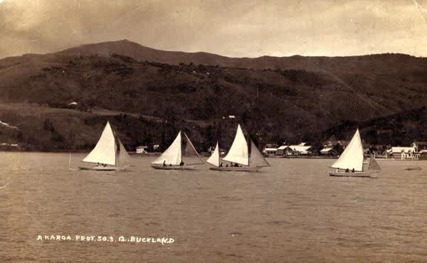 Yachts racing, Akaroa Jan Shuttleworth collection, 1912