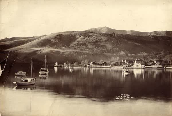 Daly’s Wharf from Akaroa HarbourJan Shuttleworth collection, 1918