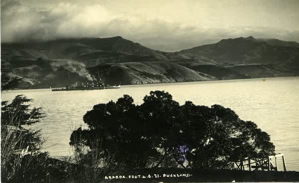 HMS Chatham on Akaroa HarbourJan Shuttleworth collection, 1921