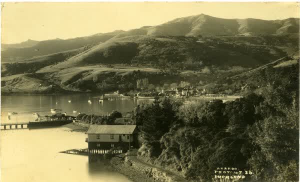 Akaroa Boatshed and harbourJan Shuttleworth collection, 1926